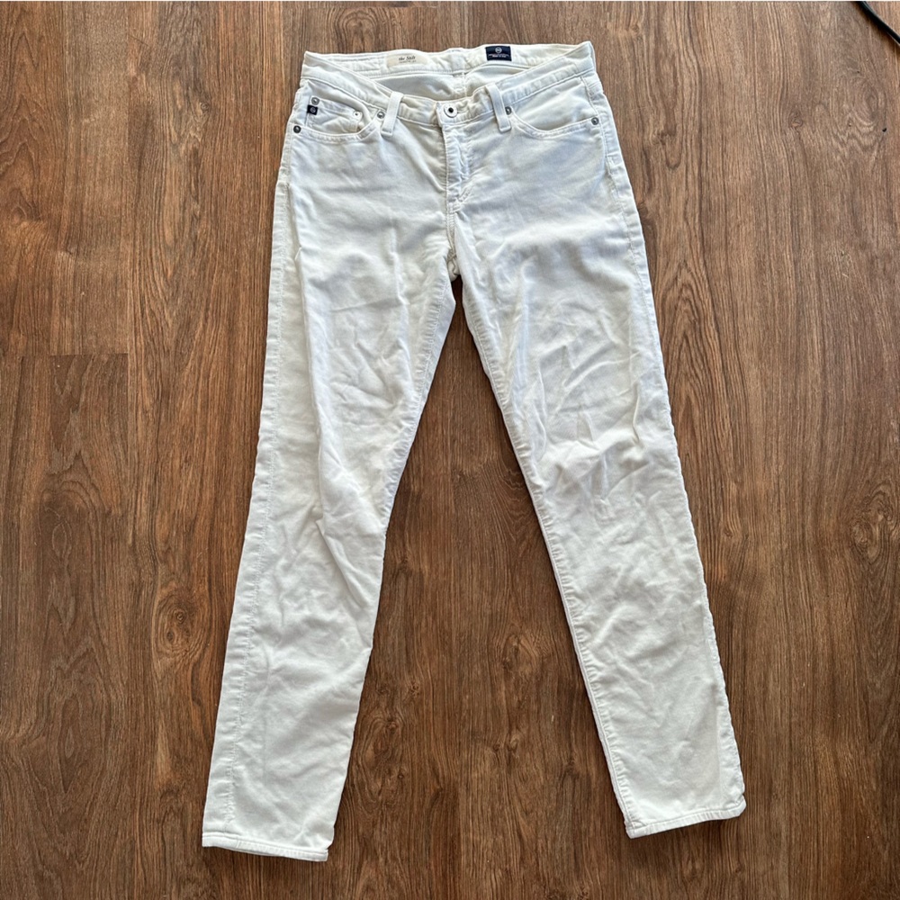 AG White Cream Corduroy Denim Jeans